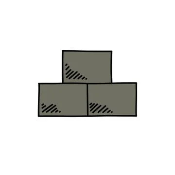 Concrete blocks doodle icon, vector illustration Stock Illustration