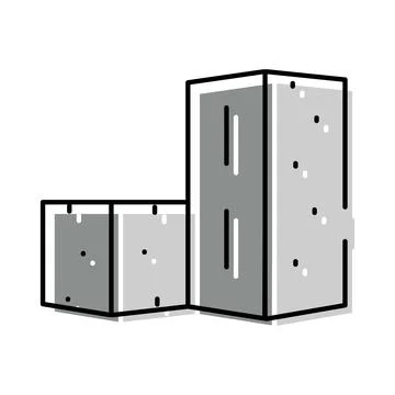Concrete blocks forming building construction material icon Ilustración de archivo