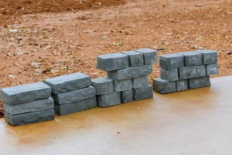 Concrete blocks on the ground Stock Photos
