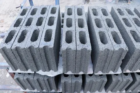 Concrete blocks stacking on the ground Stock Photos
