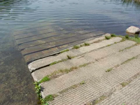 Concrete boat launch Stock Photos