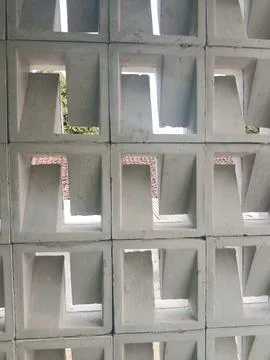 Concrete Breeze Block Geometric Pattern Wall Stock Photos