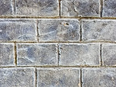 Concrete Brick Pattern Wall Texture with Weathered Cement Blocks Background 스톡 사진