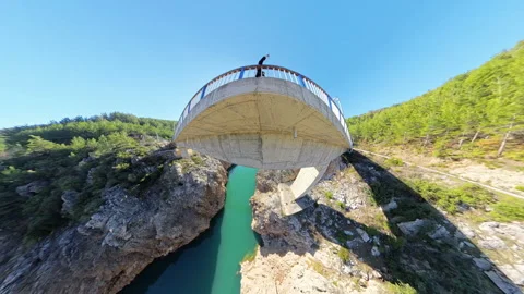 Concrete Bridge Captured in a Tiny Planet Effect with a Circular Dolly Zoom View Video stock 297648999