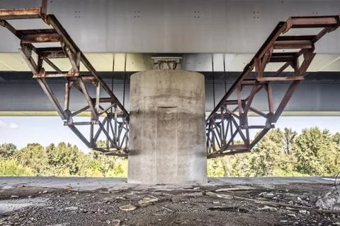 Concrete bridge column construction Stock Photos