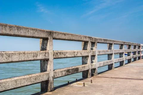 Concrete bridge railing Stock Photos
