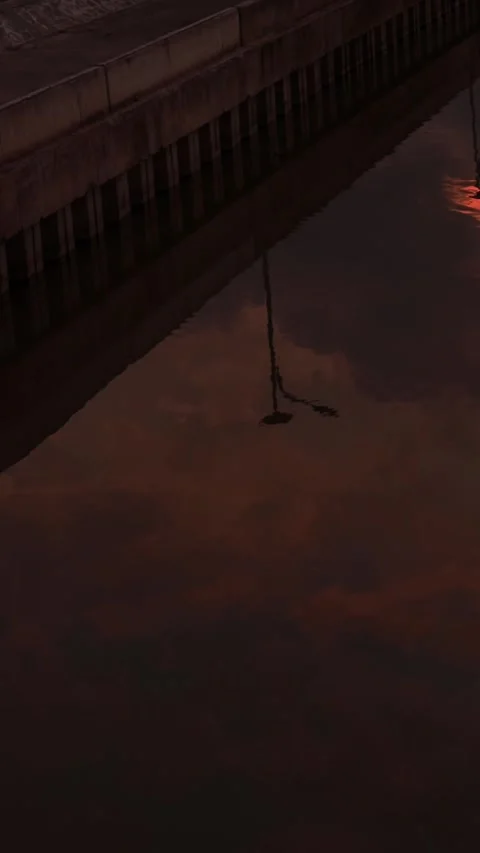 Concrete Bridge Reflection at Sunset Video stock 332301662