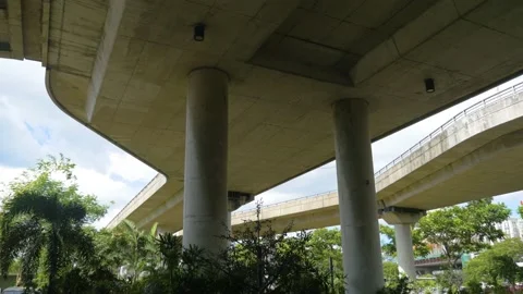 Concrete bridge surrounded by vegetation, Manila, Philippines Stock Footage 235509162