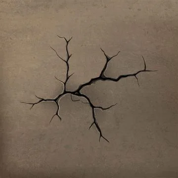 Concrete brown wall with cracks, vector realistic illustration. Stock Illustration