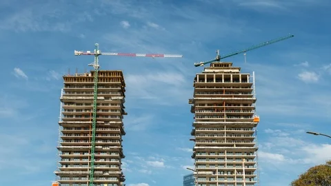 Concrete Building Construction with Cranes Time Lapse 스톡 동영상 94957009