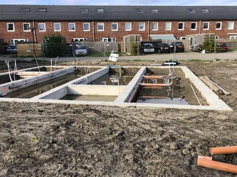 Concrete building foundation Stock Photos