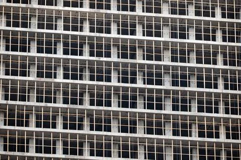 Concrete building framework under construction showing grid pattern of Stock Photos