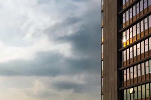Concrete building Reflecting Sunset Stock Photos