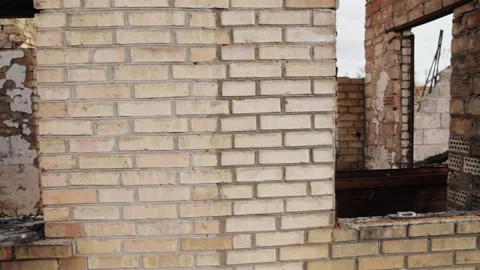 Concrete building, remnants of brick, damaged house Stock-Footage 239089594