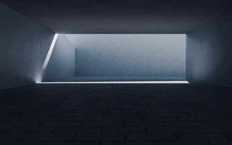 Concrete building with sunlight comes in, 3d rendering. Ilustración de archivo