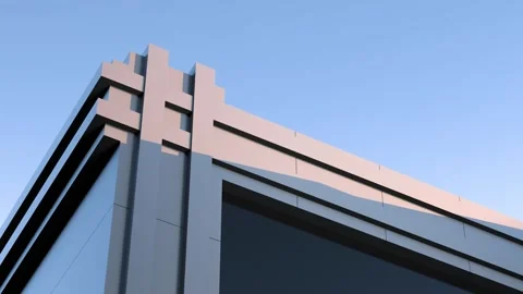 Concrete building,structure with window,modern architectural,animation 3D render Stock Footage 275084278