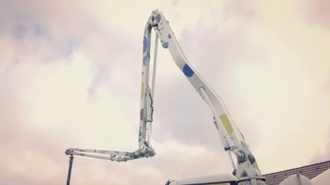 Concrete casting pump, sky in background. Stock Footage 87475441