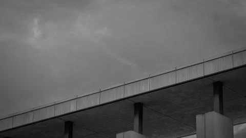 Concrete ceiling and pillars with cloudy sky in Charlotte, North Carolina. Stock Photos