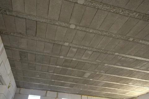 Concrete ceiling on a constructed house Stock Photos