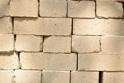 Concrete Cement Block bricks in stack for wall construction. Dirty Old Textur Stock Photos