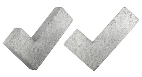 Concrete check marks set, textured stone. 3D rendering Ilustración de archivo