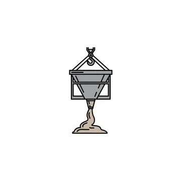 Concrete chute icon: construction material delivery with suspended by ropes Stock Illustration