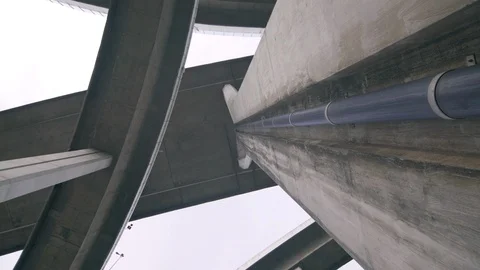 Concrete column of bridge architechture 90 degrees high angle view Stock Footage 91452151