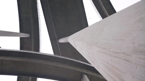 Concrete column of bridge architechture 90 degrees high angle view Stock Footage 91456341