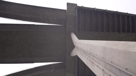 Concrete column of bridge architechture 90 degrees high angle view Stock Footage 91461748