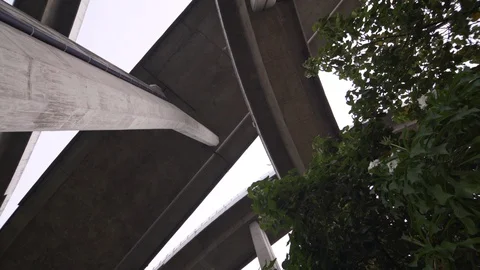 Concrete column of bridge architechture 90 degrees high angle view Stock Footage 91471528
