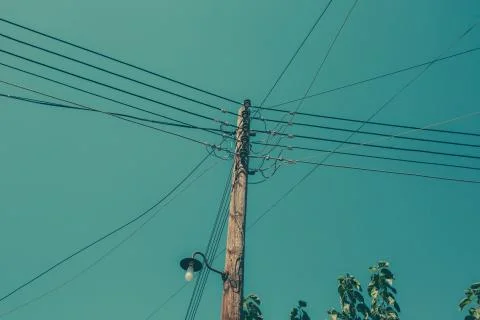 Concrete column with the wires Stock-Fotos