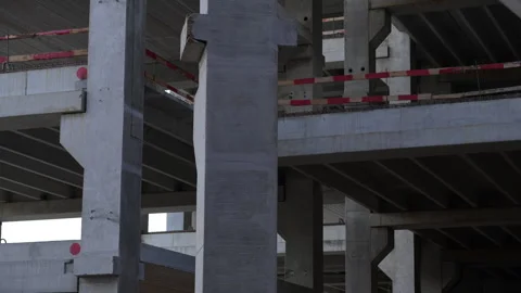 Concrete columns and beams at modern building construction site Stock Footage 315960483