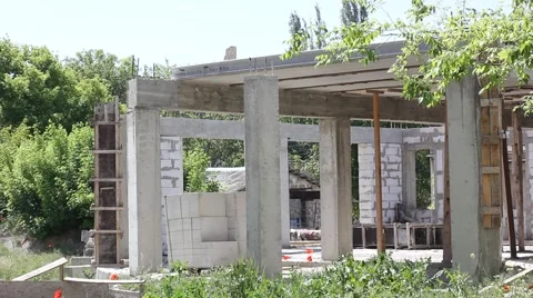 Concrete construction of building Stock Footage 41380591