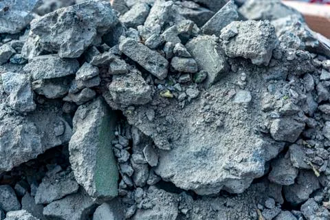 Concrete construction garbage, large chunks of old concrete Stock Photos