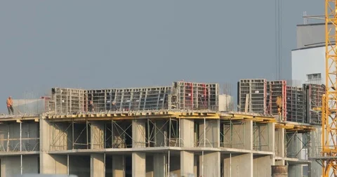 Concrete Construction Work Stock Footage
