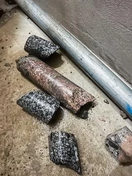 Concrete core sample extracted from structural concrete during construction.. Foto stock