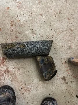 Concrete core sample extracted from structural concrete during construction.. Foto stock