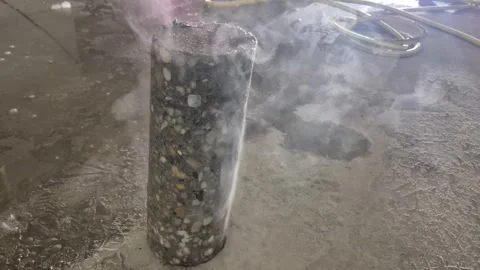 Concrete Core Sample with Rebar, Slow Motion Stock Footage 337056208
