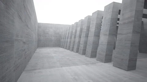 Concrete corridor interior. Animation. 3D rendering. Stock Footage 62189969