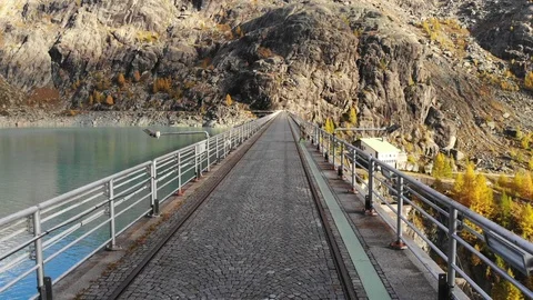 Concrete corridor over the dam Stock Footage 118189136