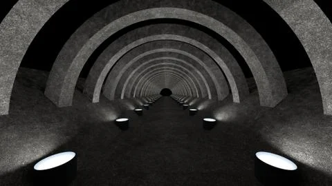 A concrete corridor template with lighting for use as a background for your Stock-Illustration