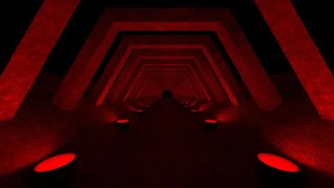 A concrete corridor template with lighting for use as a background for your Stock-Illustration