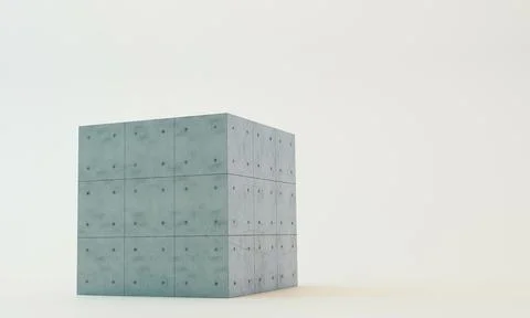 Concrete cube isolated on white background Stock Illustration