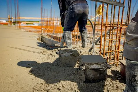 Concrete cube mold for compressive strength test of the cement mixture Stock Photos