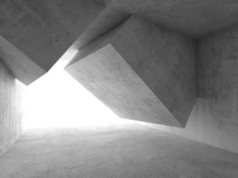 Concrete cube shaped installation, 3d render Stock Illustration