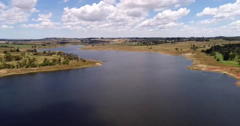 Concrete dam on Fish river – Oberon lake in NSW, Australia. fast motion 4k. Stock Footage 159516010