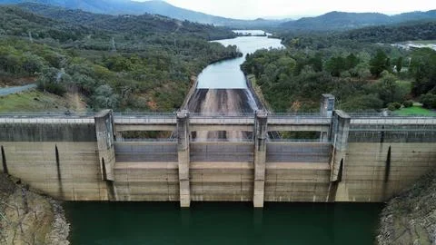 Concrete dam structure Stock Photos