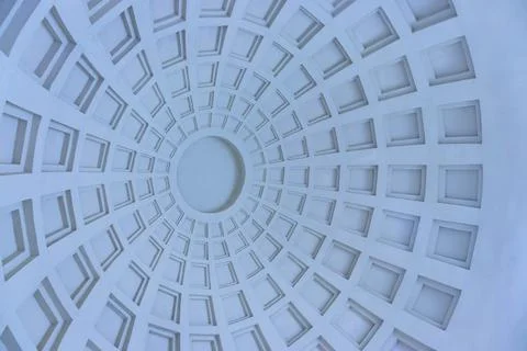 Concrete dome interior with geometric elements Stock Photos