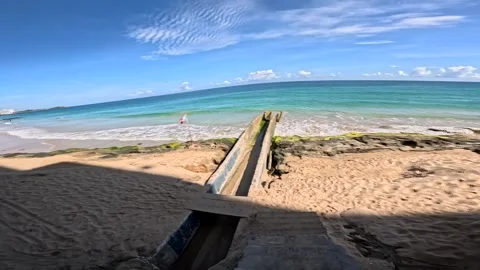 Concrete Drainage Channel at the beach in El Condado Stock Footage 346911960