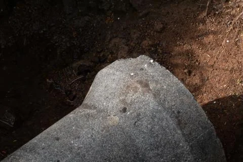 Concrete drainage pipe on ground Stock Photos